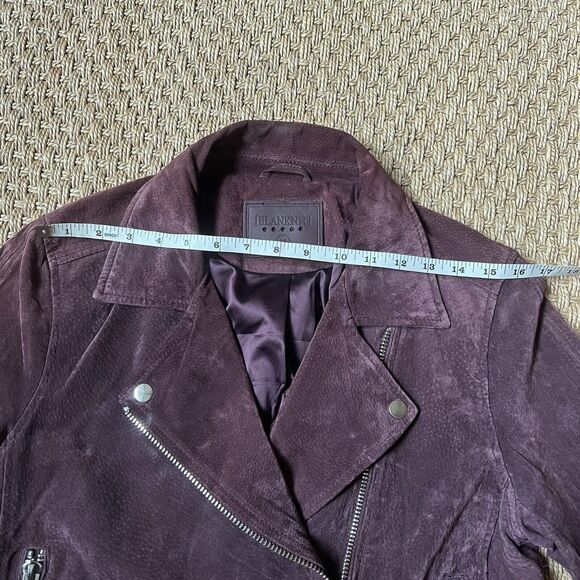 BLANK NYC Burgundy Suede Leather Moto Jacket Offset Zipper  SZ M 90s Grunge Y2K - Picture 10 of 12
